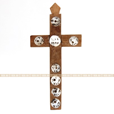 Старинный деревянный крест-реликварий с частицами Крестных Остановок Христа, идущего на Голгофу. Палестина, Иерусалим 1880-1900 год