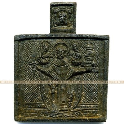 Старинная икона образок 18 века Икона Святой Николай Чудотворец Можайский.