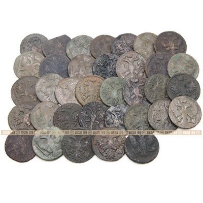 Небольшая коллекция старинных медных монет Денга для начинающего коллекционера нумизмата. Россия 1731-1754 г