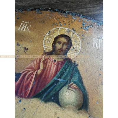 Старинная икона с избранными святыми Святой Николай Чудотворец, Святая Пелагея (Полины) и Святой Алексий Московский митрополит. Россия 1860-1880 год