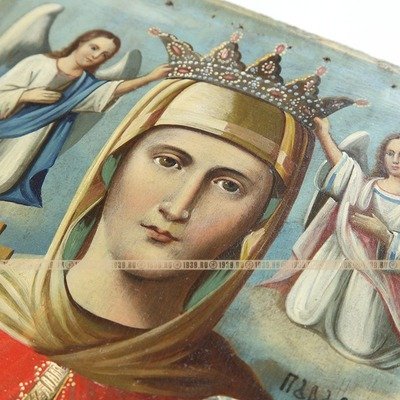 Старинная женская икона Святая Параскева Пятница «бабья заступница и покровительница торговли». Россия XIX век.