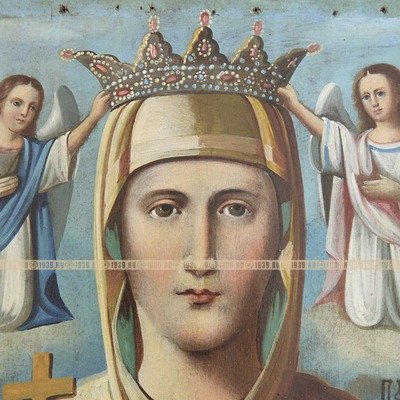 Старинная женская икона Святая Параскева Пятница «бабья заступница и покровительница торговли». Россия XIX век.