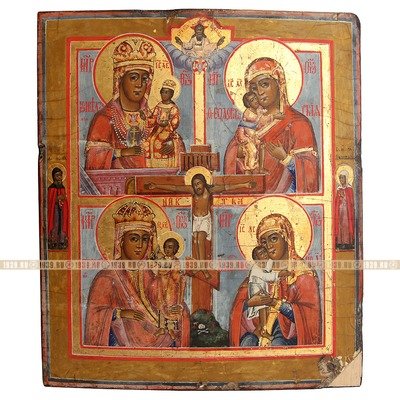 Шикарный старинный Богородничный домашний иконостас. Россия, Липоване, XIX век.