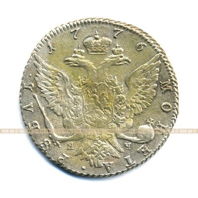 Старинная русская монета царский серебряный рубль 1776 год. Подарок на удачу для Екатерины или Софии. Россия 1776 год