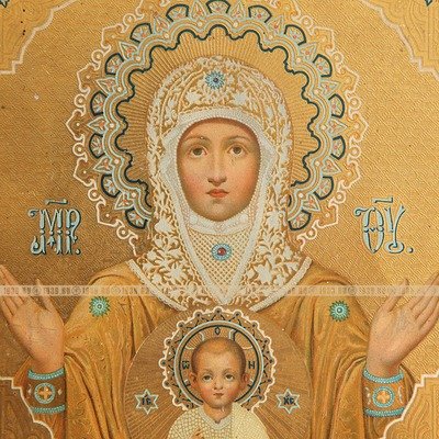 Редкая старинная икона Знамение 