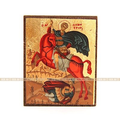 Маленькая писаная православная икона Чудо Дмитрий Солунского.