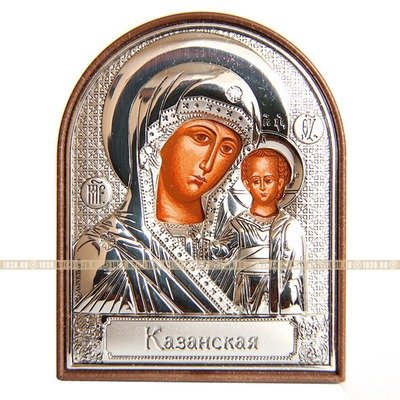 Маленькая православная икона в серебряном окладе Казанская икона Божьей Матери. Серебро 998 пробы.