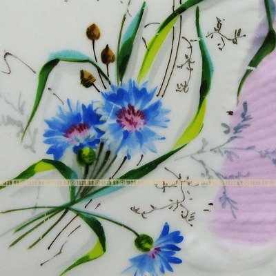 Кузнецовский фарфор. Фуршетная тарелка с клеймом Товарищества М.С.Кузнецова. Россия конец 19 века.