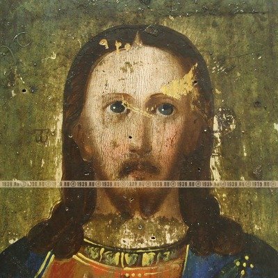 Старинная православная икона Спас Вседержитель или Пантократор 23см. Россия, Курская губерния рубеж 19-20 века.