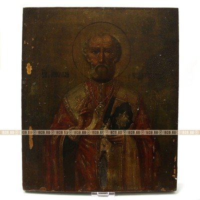 Старинная православная икона Святой Николай Чудотворец. Южная Россия вторая половина 19 века.