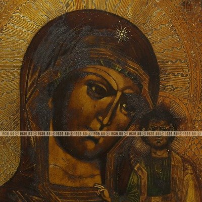 Потрясающая антикварная Казанская икона Божьей Матери из мастерских Троице-Сергиевой Лавры конца 19 века.