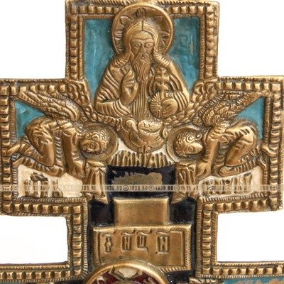 Большое 35,5 см старинное распятие или Крест моленный настенный с молитвой на обороте. Россия XIX век.