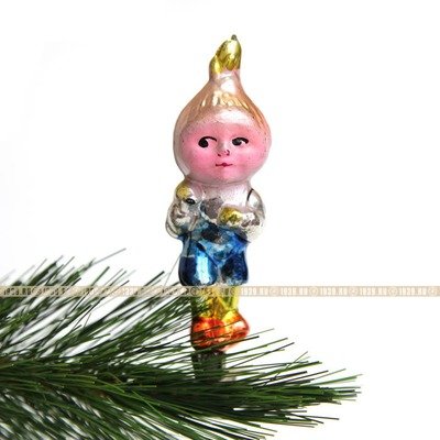 Старая елочная игрушка СССР на прищепке Чиполлино. Выпуск 1950-1954 годов.
