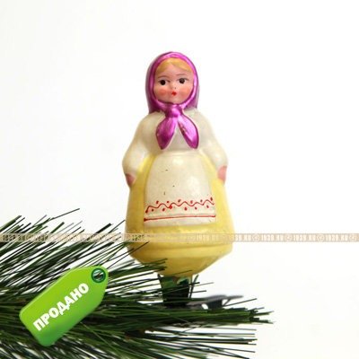 Старая коллекционная елочная игрушка СССР на прищепке Аленушка. Выпуск 1950-1954 годов.