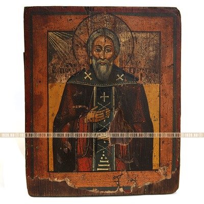 Старинная писаная православная икона Святой прорицатель преподобный Иеремия Печерский. Россия середина 19 века.