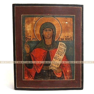 Старинная писаная заказная икона Святая Анна Пророчица. Россия 19 век.