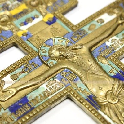 Уникальное старинное бронзовое распятие или Крест моленный огромного размера 36,5 см Клеймо МРСХ - Мастер Родион Семенович Хрусталев, Москва 1870-1880 гг.