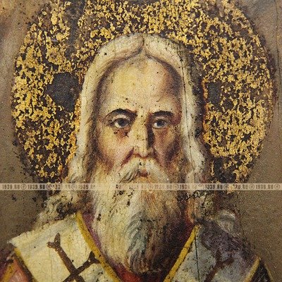 Большая старинная православная икона Три Святителя или Отцы основатели Православной церкви. Россия 19 век.