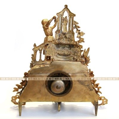 Старинные бронзовые каминные часы с маятником, фирма Les Japy Fils - 