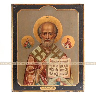 Старинная икона святого Николая Чудотворца. Россия, фабрика 