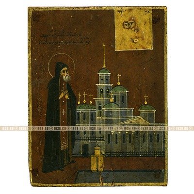 Миниатюрная старинная паломническая икона Святой Нил Столбенский Чудотворец. Россия XIX век