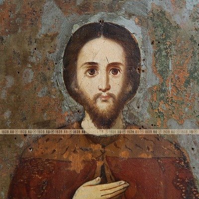 Старинная именная икона Святой князь Александр Невский, покровитель русского воинства. Россия XIX век.
