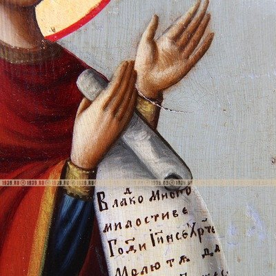 Старинная икона 19 века Явление Пресвятой Богородицы святому благоверному князю Андрею Боголюбскому.