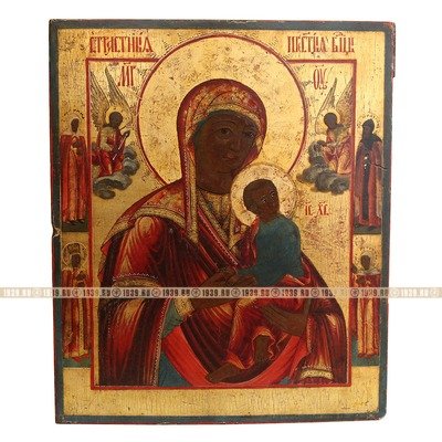 Старинная Ветковская икона Богородица Страстная с приписными святыми. Старинная икона с экспертизой!