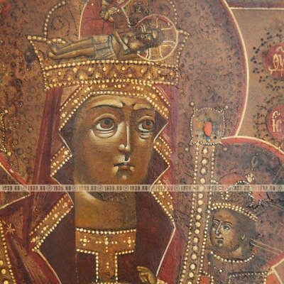 Старинная икона Умягчение злых сердец или Ченстоховская икона Божией Матери. Россия 19 век.