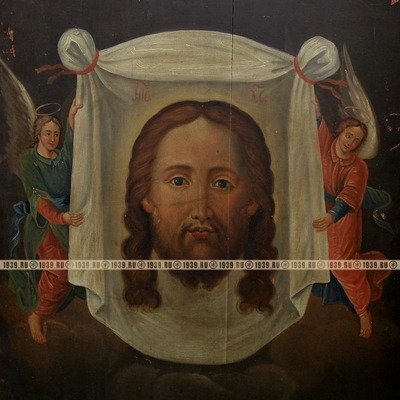 Большая старинная икона 19 века Нерукотворный Образ Господень или Спас на убрусе. Старинная икона с экспертизой! 