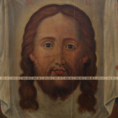 Большая старинная икона 19 века Нерукотворный Образ Господень или Спас на убрусе. Старинная икона с экспертизой! 