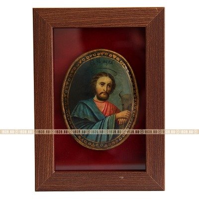 Старинная икона святого евангелиста Луки, святого покровителя врачей и художников. Россия XIX век.