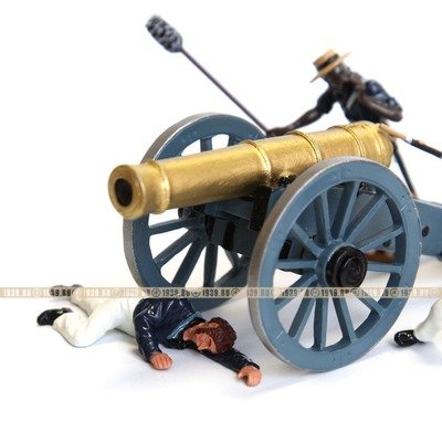 Коллекционная военная композиция из оловянных солдатиков, пушка с расчетом британской армии XIX века.
