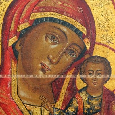 Старинная ветковская икона Богоматерь Казанская с избранными святыми на полях, Россия 19 век.