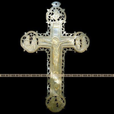 Старинный ажурный перламутровый резной крест Распятие Христово INRI. Святая Земля, Вифлеем 1870-1890 год