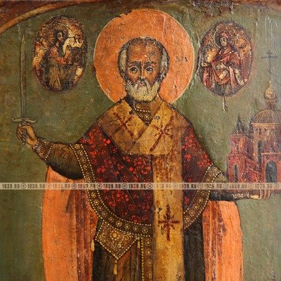 Старинная икона музейного уровня Святой Чудотворец Николай Можайский. Россия, Москва рубеж XVII – XVIII веков.