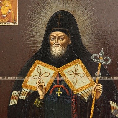 Старинная икона Святой Митрофан Воронежский Чудотворец и Первый Епископ Воронежский. Россия 1840-1850 год.