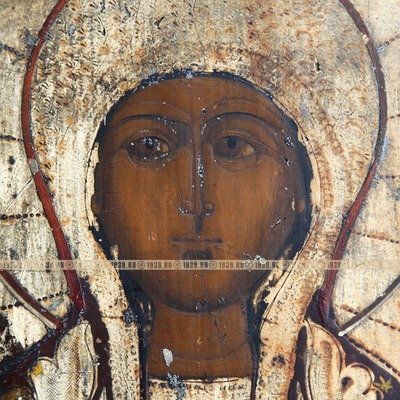 Крупная расхожая старинная икона Пресвятой Богородицы Знамение. Россия, Холуй XIX век.