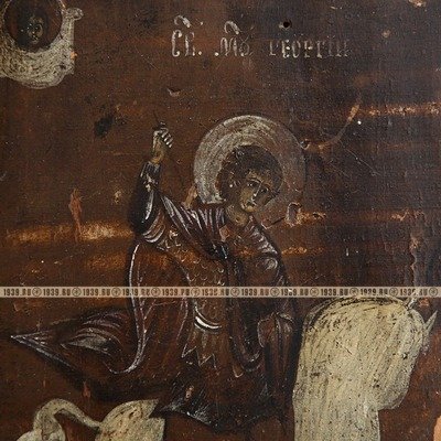 Православная старинная икона Святой мученик Георгий Победоносец небесный покровитель русского воинства и земли Московской.