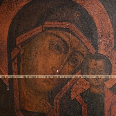 Старинная икона Богородица Казанская монастырского письма, заступница всего человеческого рода. Россия XIX век.