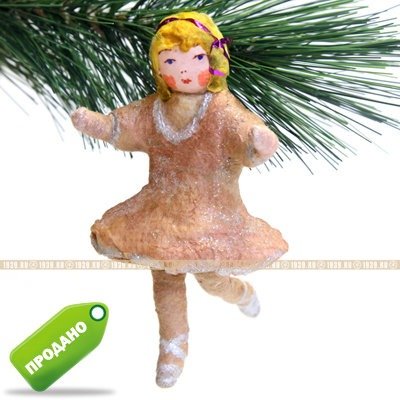 Коллекционная старинная елочная игрушка из ваты 