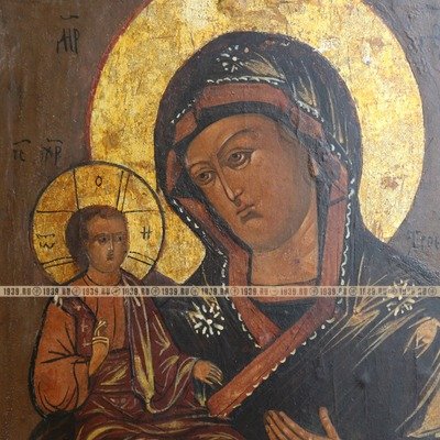 Старинная икона Божией Матери «Троеручица», целительница и покровительница людей ремесленных профессий. Россия XIX век.