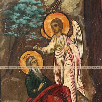 Старинная икона Огненное восхождение святого пророка Ильи на небо со сценами жития. Россия, XIX век.