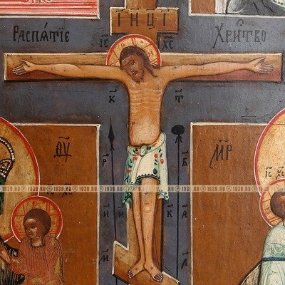 Старинная Богородничная Четырехчастная икона с Распятием Господним. Россия, Сызрань, XIX век