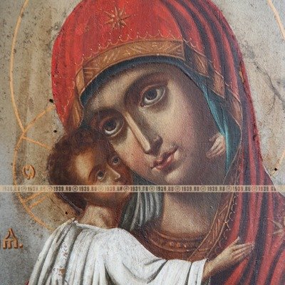 Большая старинная икона Божья Матерь Владимирская, заступница и покровительница Москвы. Россия XIX век.