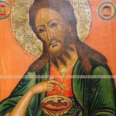 Старинная икона Иоанна Предтечи из старообрядческого малого Деисусного чина. Россия, Поволжье середина XIX века.