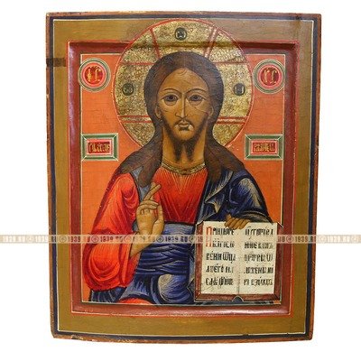 Старинная икона Господа Вседержителя из старообрядческого малого Деисусного чина. Россия, Поволжье середина XIX века.