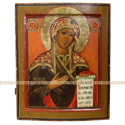 Старинная икона Богородицы из старообрядческого малого Деисусного чина. Россия, Поволжье середина XIX века.