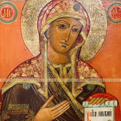 Старинная икона Богородицы из старообрядческого малого Деисусного чина. Россия, Поволжье середина XIX века.
