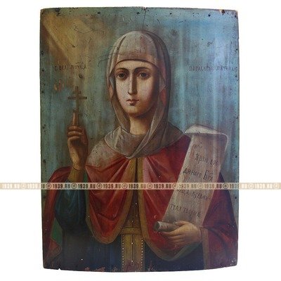 Крупноформатная старинная икона Параскева Пятница Святая Великомученица, покровительница торговли и хранительница женского здоровья. Курская губерния XIX век.